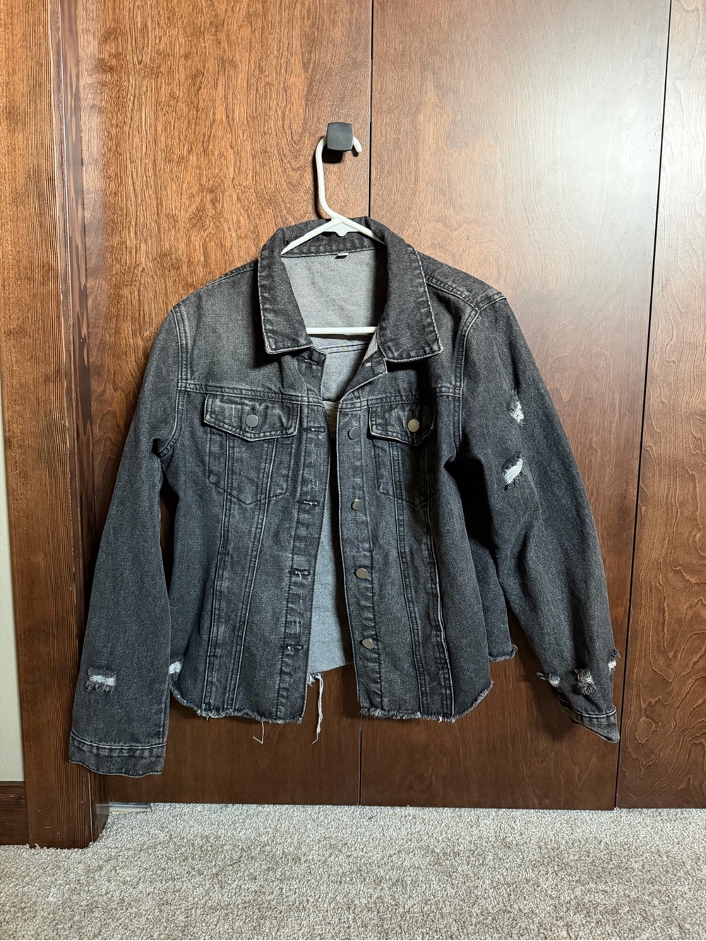 Women’s Distressed Black Denim Jacket